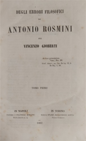 Degli errori filosofici di Antonio Rosmini.
